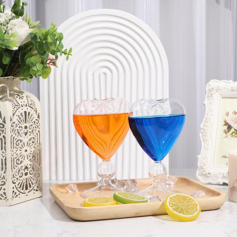 Heart Shaped Glass Goblets High Stem Cocktail Wine Glasses Set For Wedding Party - Image 5