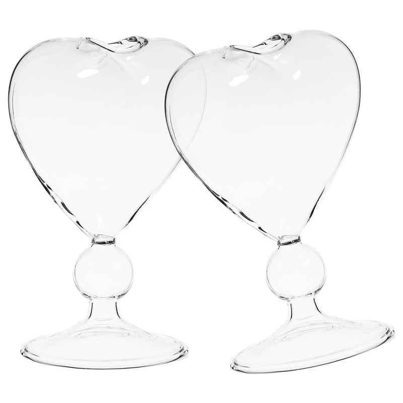 Heart Shaped Glass Goblets High Stem Cocktail Wine Glasses Set For Wedding Party - Image 2