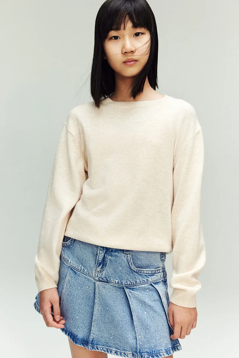 H&M Pleated denim skirt