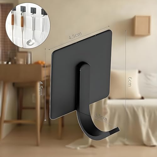 JIALTO 4 pcs Self-Adhesive Stainless Steel Hooks: Heavy-Duty Wall Hangings, Waterproof & Drill-Free - Strong Towel, Coat, and Kitchen Hooks for Bathroom and Kitchen (matt j Hook Black) - Image 2