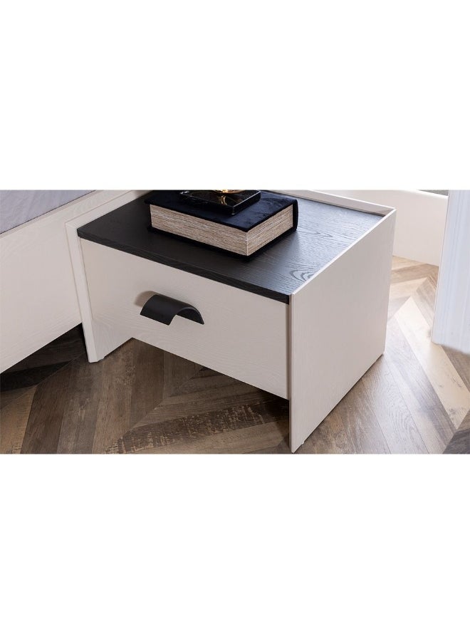 DANUBE HOME - Siena Night Stand Multifunctional Bedside Table Space Saving Nightstand Side Table Modern Design Furniture For Bedroom L59Xw43Xh38Cm -Cream/Black - Image 1