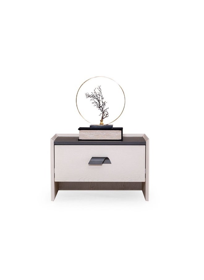 DANUBE HOME - Siena Night Stand Multifunctional Bedside Table Space Saving Nightstand Side Table Modern Design Furniture For Bedroom L59Xw43Xh38Cm -Cream/Black - Image 1