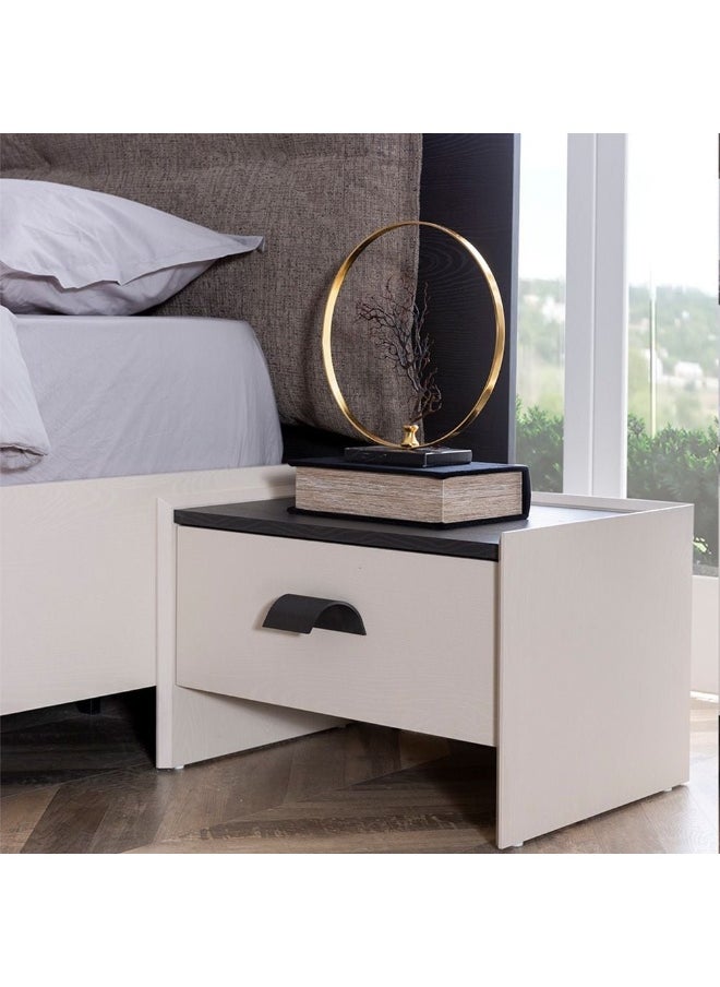 DANUBE HOME - Siena Night Stand Multifunctional Bedside Table Space Saving Nightstand Side Table Modern Design Furniture For Bedroom L59Xw43Xh38Cm -Cream/Black - Image 1