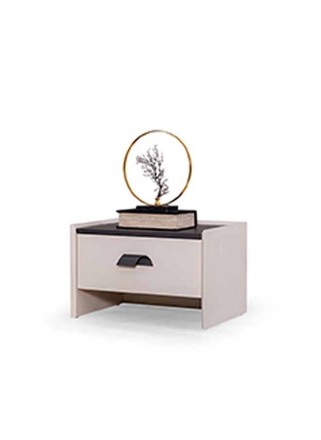DANUBE HOME - Siena Night Stand Multifunctional Bedside Table Space Saving Nightstand Side Table Modern Design Furniture For Bedroom L59Xw43Xh38Cm -Cream/Black - Image 1