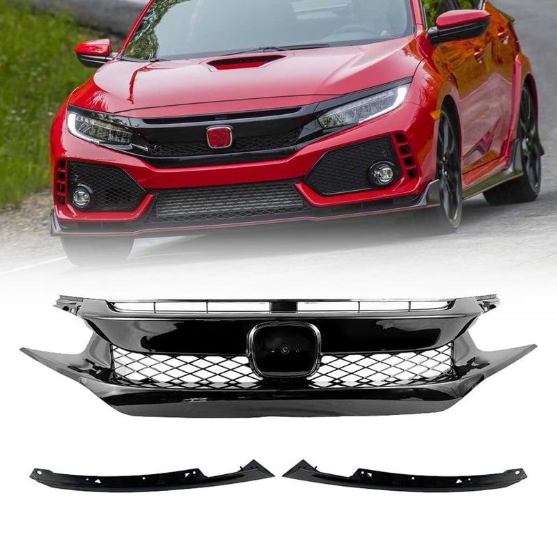 MATMACRO Grille Compatible For Honda Civic Front Bumper Grill 2016 2017 2018