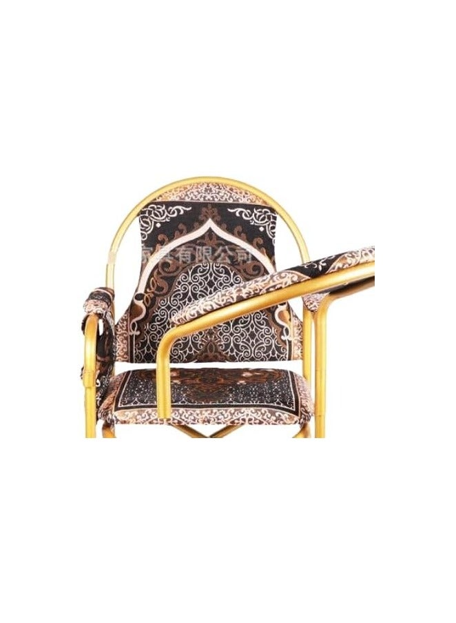 REBENUO Comfortable Folding Prayer Chair for Elderly with Backrest and Side Pocket (Brown) - Image 2