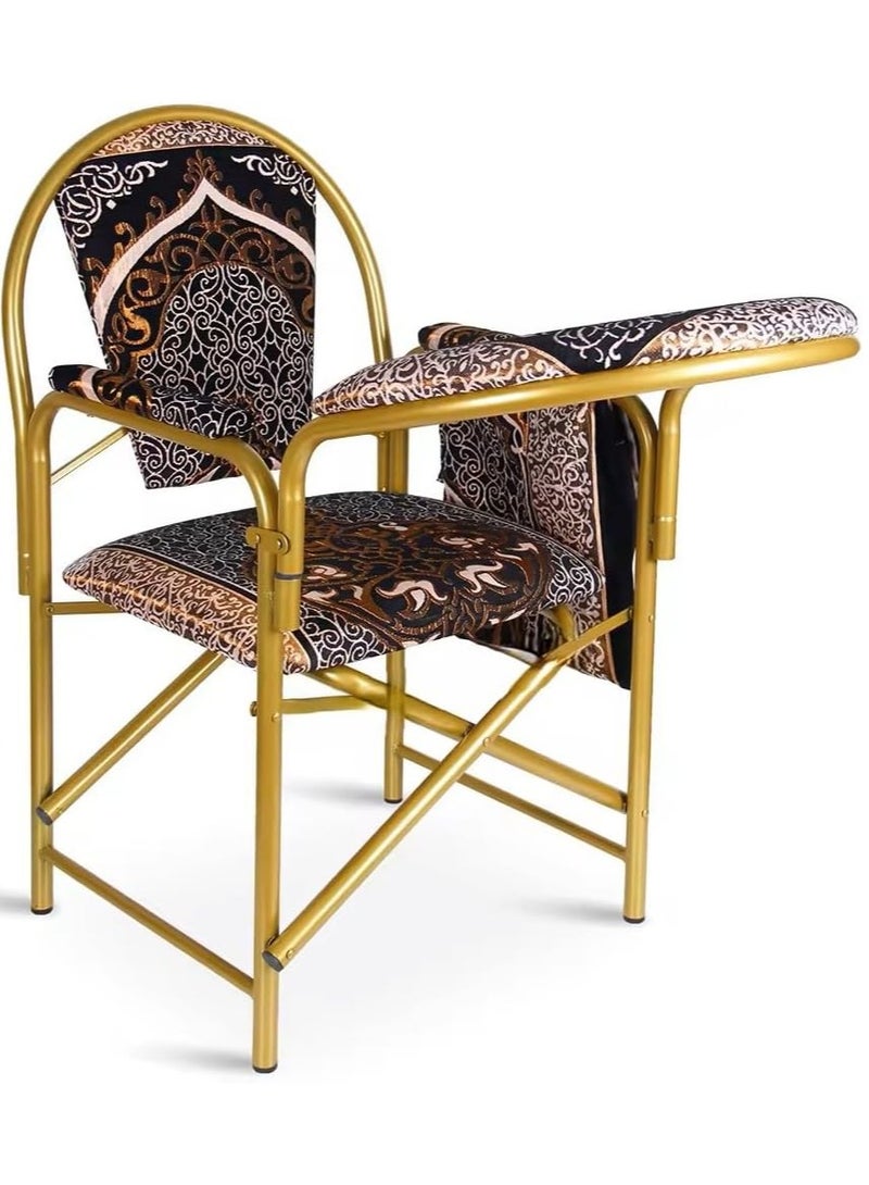 REBENUO Comfortable Folding Prayer Chair for Elderly with Backrest and Side Pocket (Brown) - Image 1
