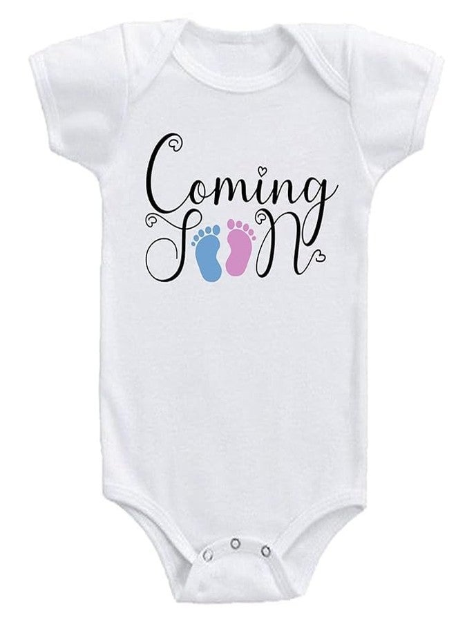 American Apple Welcome Printed New Born Baby Bodysuit Half Sleeve Envelope Neck Jumpsuit Onesie Coming Soon Cotton Blend Cute Outfit Rompers For Baby Boys & Girls (6-9 Months, Coming Soon E)