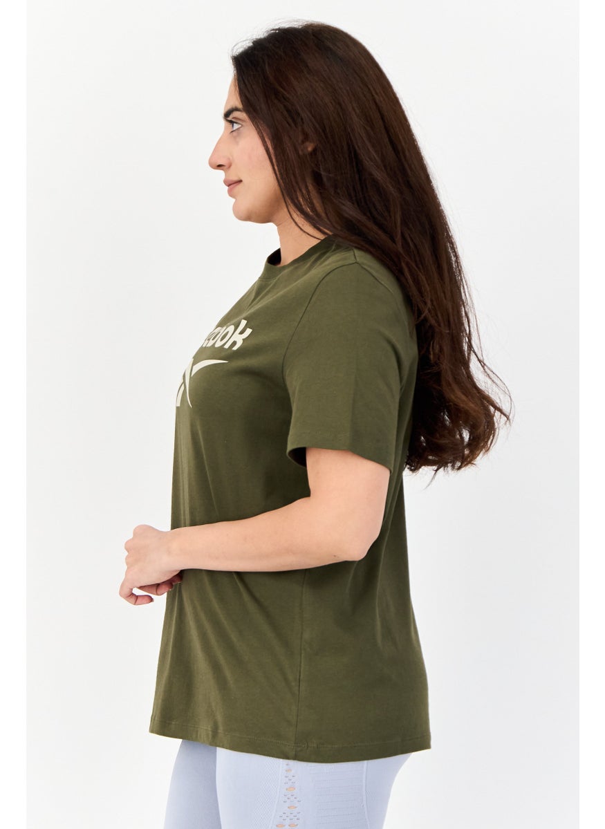 Reebok Women Sportswear Fit Short Sleeve Training T-Shirt, Olive  - Image 2