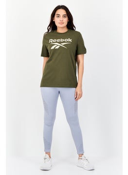 Reebok Women Sportswear Fit Short Sleeve Training T-Shirt, Olive  - Image 3