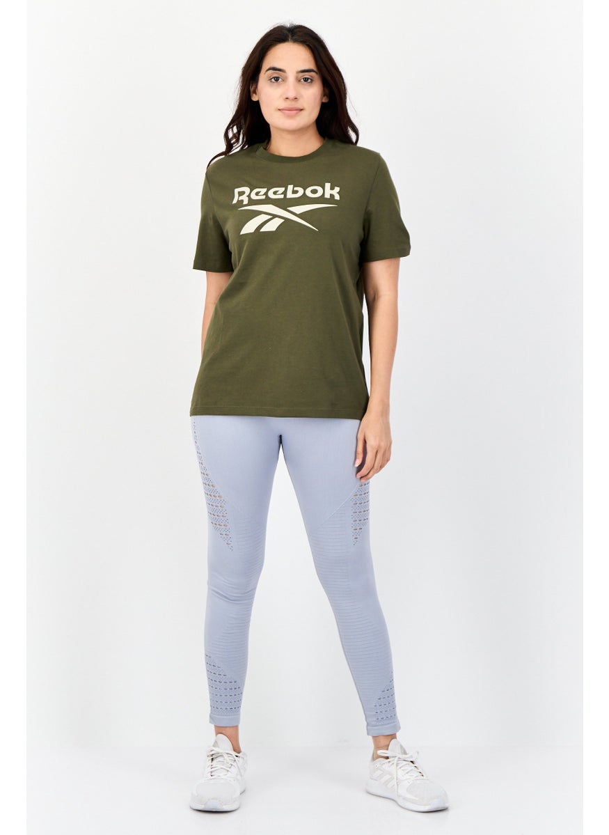 Reebok Women Sportswear Fit Short Sleeve Training T-Shirt, Olive  - Image 3