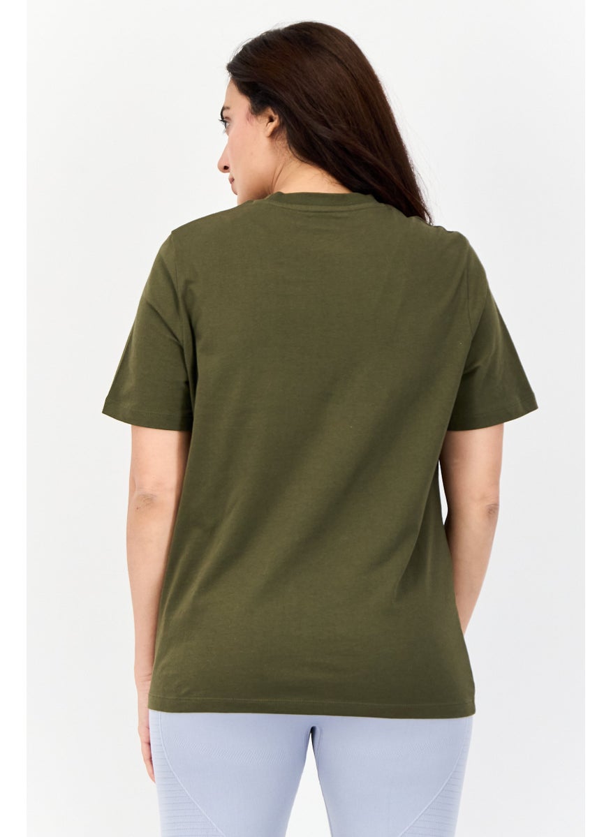 Reebok Women Sportswear Fit Short Sleeve Training T-Shirt, Olive  - Image 4