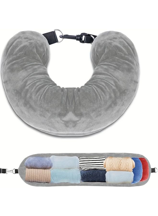 Fillable U Shaped Blue Travel Pillow for Flights and Daily Use - Image 5