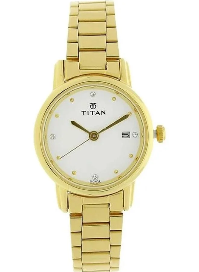 TITAN Women's Analog Display Watch With Gold Stainless Steel Strap - 2572YM01