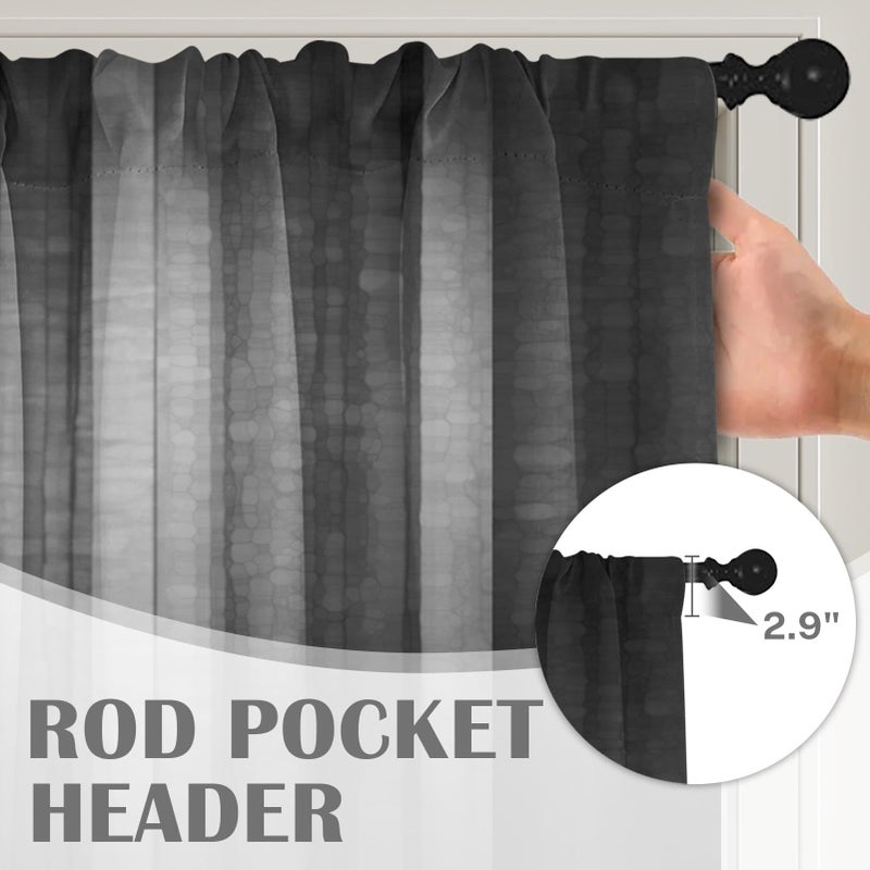 Emvency 2 Pack Dark Grey Valances Window Treatments, Gray Striped Abstract Blackout Drapes Adjustable Curtain for Windows Living Room Kitchen Over Sink, 52x18 Inch Rod Pocket Valances - Image 5