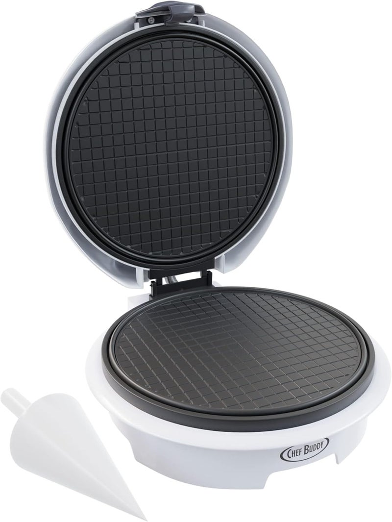 Chef Buddy Waffle Cone Maker - Electric Nonstick Waffle Iron with Shaper Cone Included - Small Kitchen Appliances (White) - Image 1