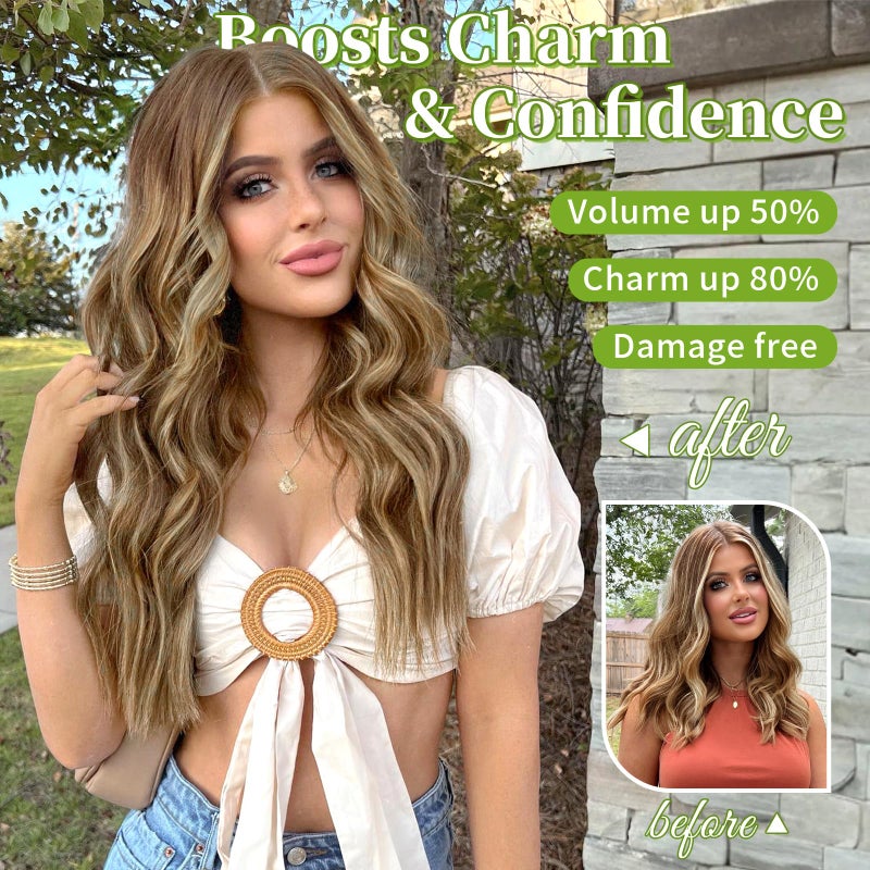 KooKaStyle Invisible Wire Hair Extensions with Transparent Headband Adjustable Size 4 Secure Clips Long Wavy Secret Wire Hairpiece 20 Inch for Women(Ash Brown with Beach Blonde) - Image 3