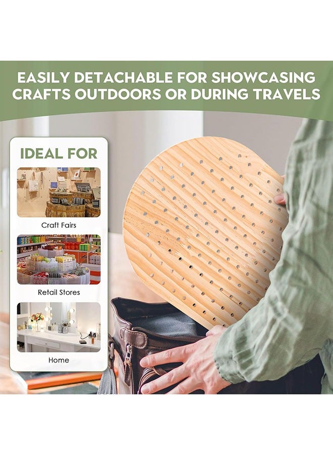 YelaJoy Wooden Pegboard Display Stand With 25 Pcs Wood Dowel Rods, Oval Pegboard Stand for Jewelry, Craft Shows, Keychain, Necklace, Selling, Vendor Events, Peg Board Accessories Rack Organizer, 15.75"x11.75" - Image 4