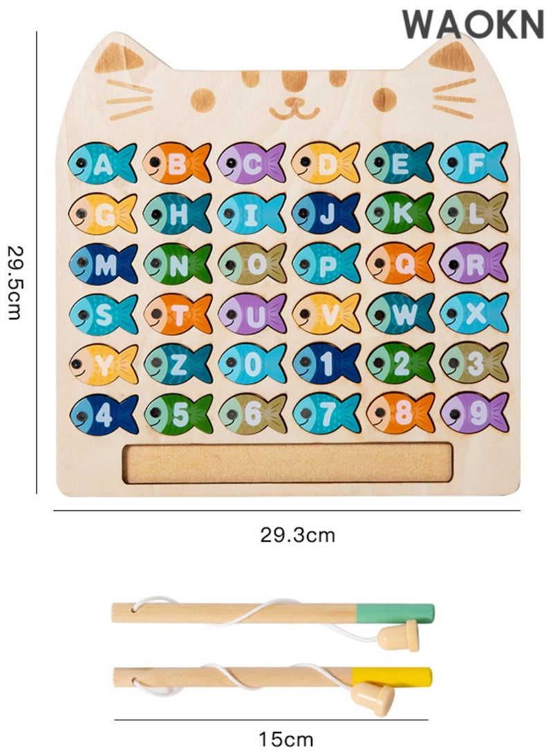 دبليو أيه أو كي أن لعبة لعبة الصيد الخشبية المغناطيسية ، لعبة المهارة الحركية الدقيقة ABC ألغاز الفرز الملون الأبجدية ، لعبة مونتيسوري للمهارات الحركية الدقيقة ، لعبة التعليم المبكر ، لعبة الصيد المغناطيسي الخشبي للأطفال الصغار ، لعبة المهارات الحركية الدقيقة مونتيسوري بالحروف والأرقام ، تعلم ما قبل المدرسة ABC وهدية ألعاب تعليمية الألغاز للأطفال بعمر 3 4 5 سنوات - Image 3