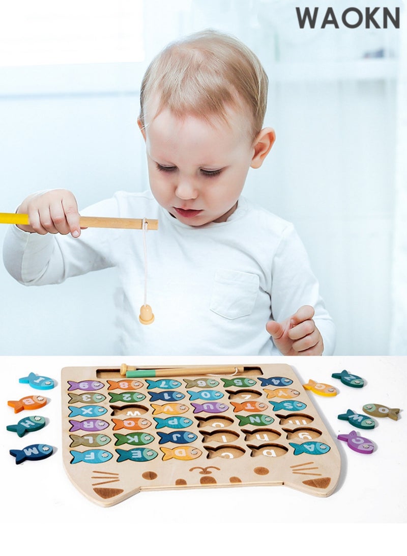 دبليو أيه أو كي أن لعبة لعبة الصيد الخشبية المغناطيسية ، لعبة المهارة الحركية الدقيقة ABC ألغاز الفرز الملون الأبجدية ، لعبة مونتيسوري للمهارات الحركية الدقيقة ، لعبة التعليم المبكر ، لعبة الصيد المغناطيسي الخشبي للأطفال الصغار ، لعبة المهارات الحركية الدقيقة مونتيسوري بالحروف والأرقام ، تعلم ما قبل المدرسة ABC وهدية ألعاب تعليمية الألغاز للأطفال بعمر 3 4 5 سنوات - Image 4