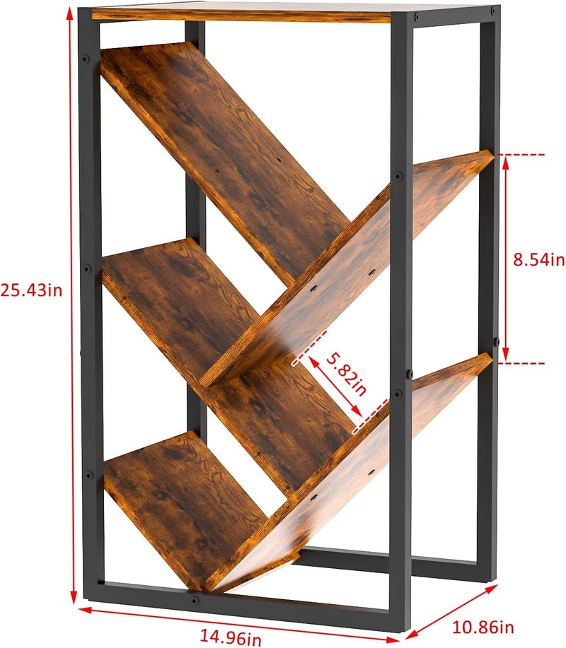 Cutogxon Small Bookcase - 5 Tier Tree Bookshelf With EVA Pads, Wooden Book Storage Organizer Shelves for Bedroom Living Room - Image 1