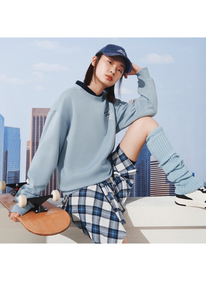 إكستيب 【بطانة من الفرو وسماكة】 sweatshirt رجالي طوق مستدير سميك مبطن بالفرو دافئ، sweatshirt طبقة أساسية ستايل زوجي خريفي - Image 5