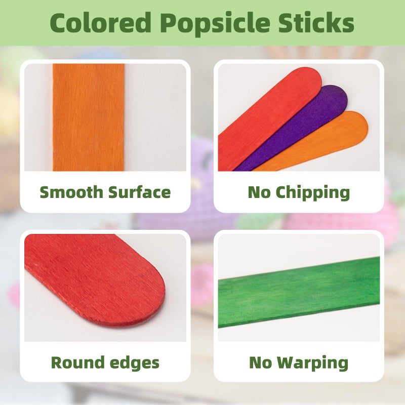 WISYOK 8 Inch Colored Jumbo Craft Sticks - 60 PCS Extra Large Natural Premium Wood, Rainbow Wooden Popsicle Sticks, Wide Lollipop Sticks for DIY Crafting, Kids Education, Home Art Projects - Image 3