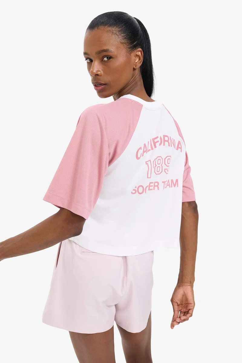 ديفاكتو DeFactoFit Slogan Printed Sports Crop Top T-Shirt