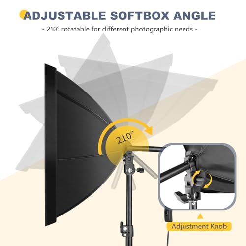 Torjim Softbox Photography Lighting Kit, 20'' x 20'' Professional Softbox Lighting Kit with 85W 3000-7500K LED Bulbs, Studio Lights for Photography/Video Recording/Live Streaming - Image 5