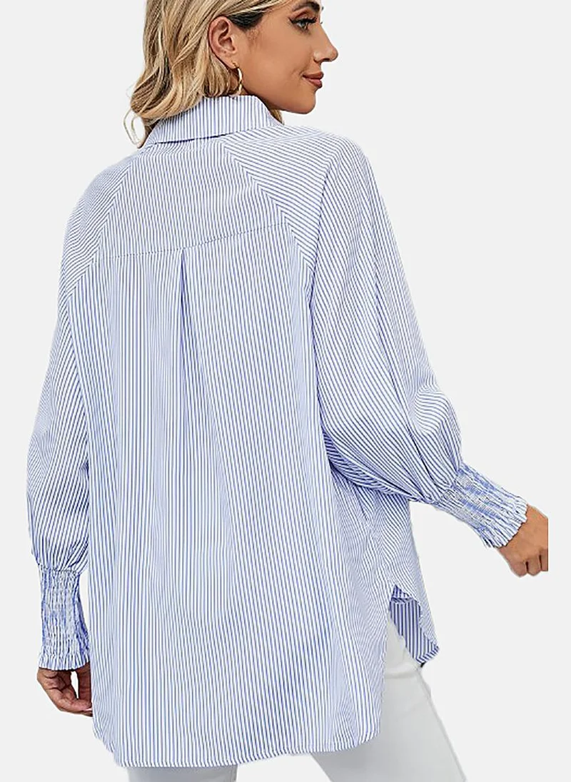 YUNIQEE Blue Striped Relaxed Shirt