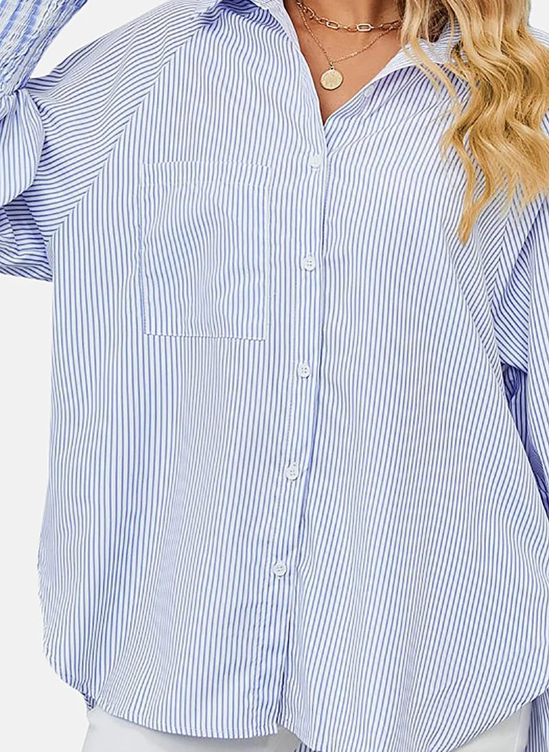 YUNIQEE Blue Striped Relaxed Shirt