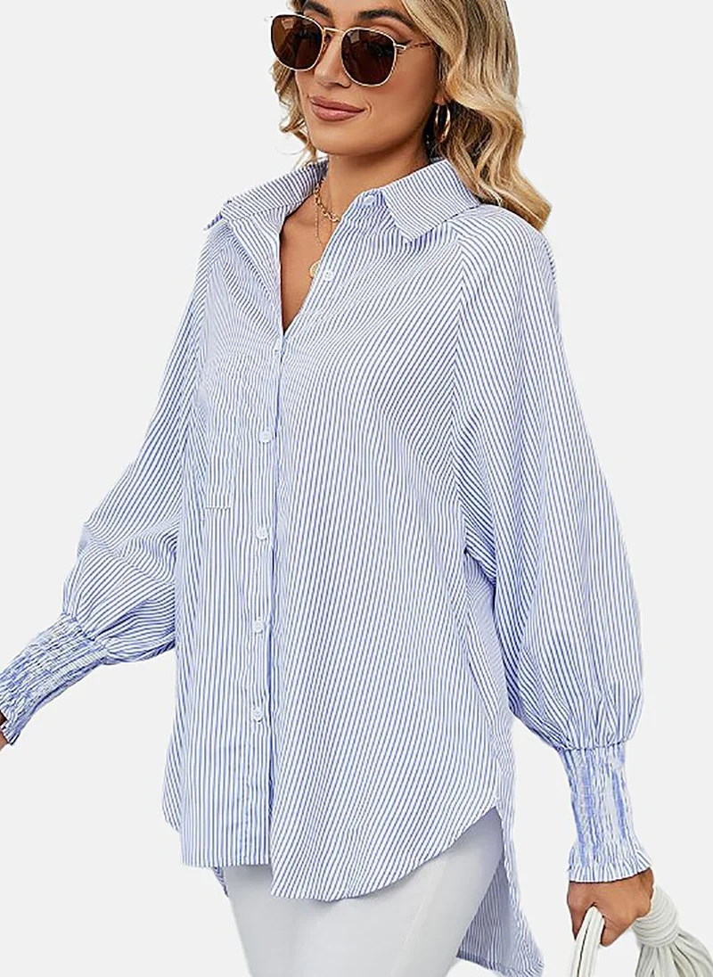 YUNIQEE Blue Striped Relaxed Shirt