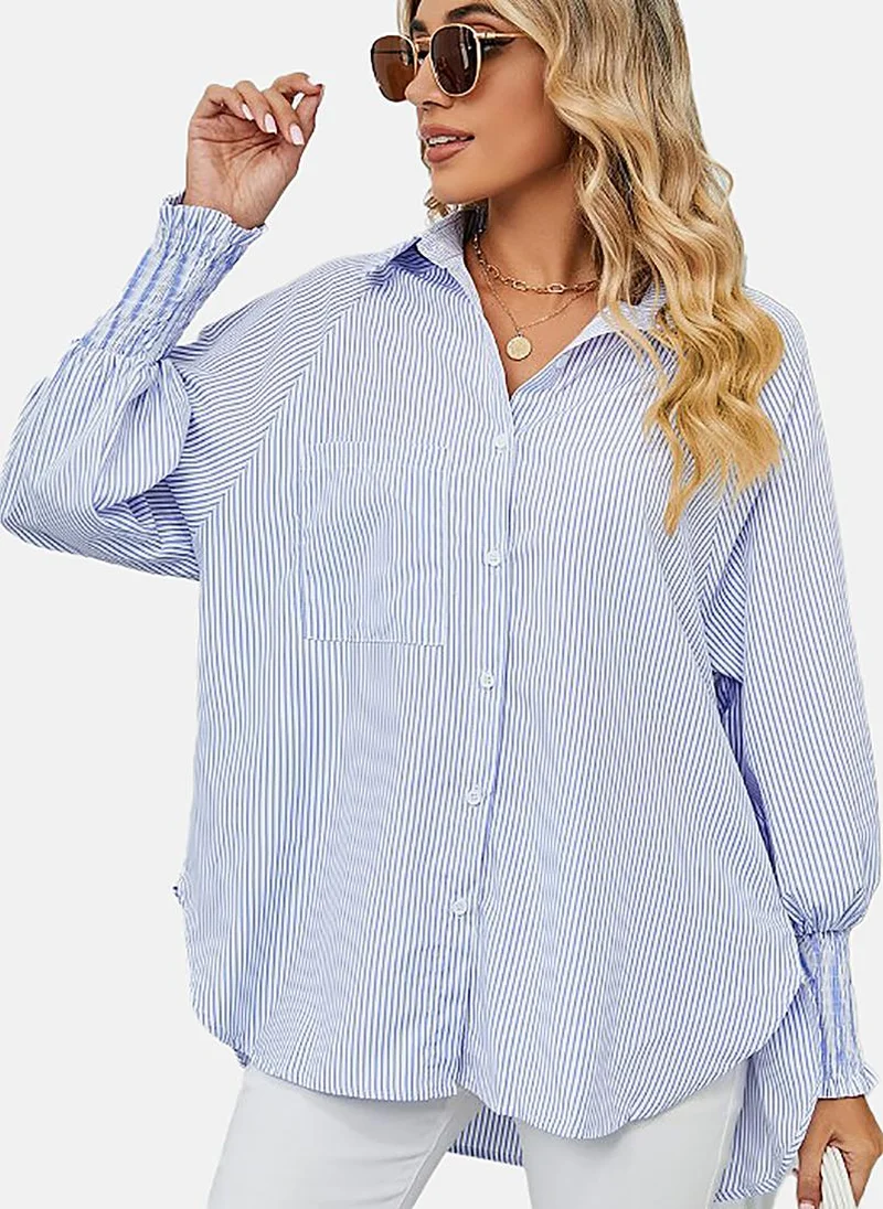 YUNIQEE Blue Striped Relaxed Shirt