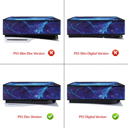 PlayVital Nylon Horizontal Dust Cover for ps5 Soft Neat Lining Dust Guard for ps5 Console Anti Scratch Waterproof Cover Sleeve for ps5 Console Digital Edition Disc Edition Blue Nebula - Image 3