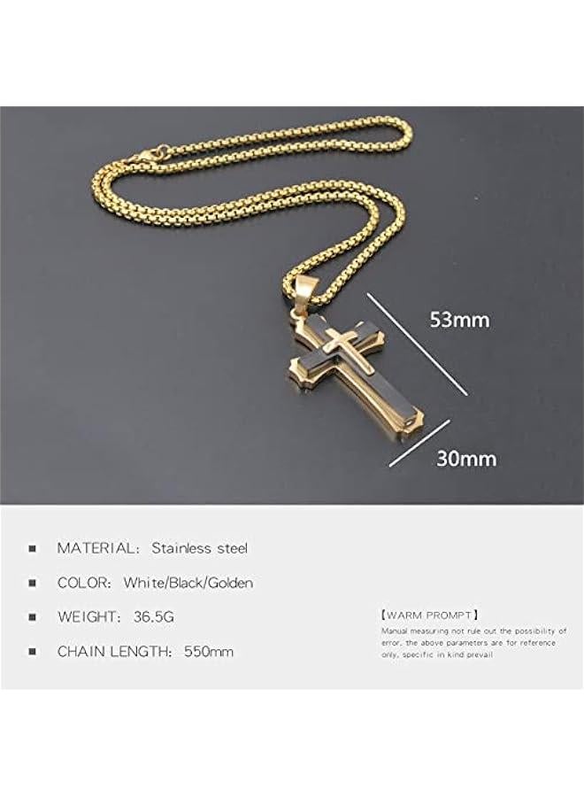 Arabest Mens Cross Pendant Necklace Large Stainless Steel Cross Pendant Necklace for Men Women - Image 3