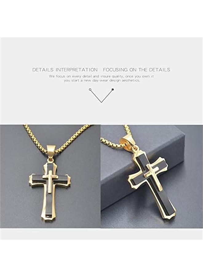 Arabest Mens Cross Pendant Necklace Large Stainless Steel Cross Pendant Necklace for Men Women - Image 4