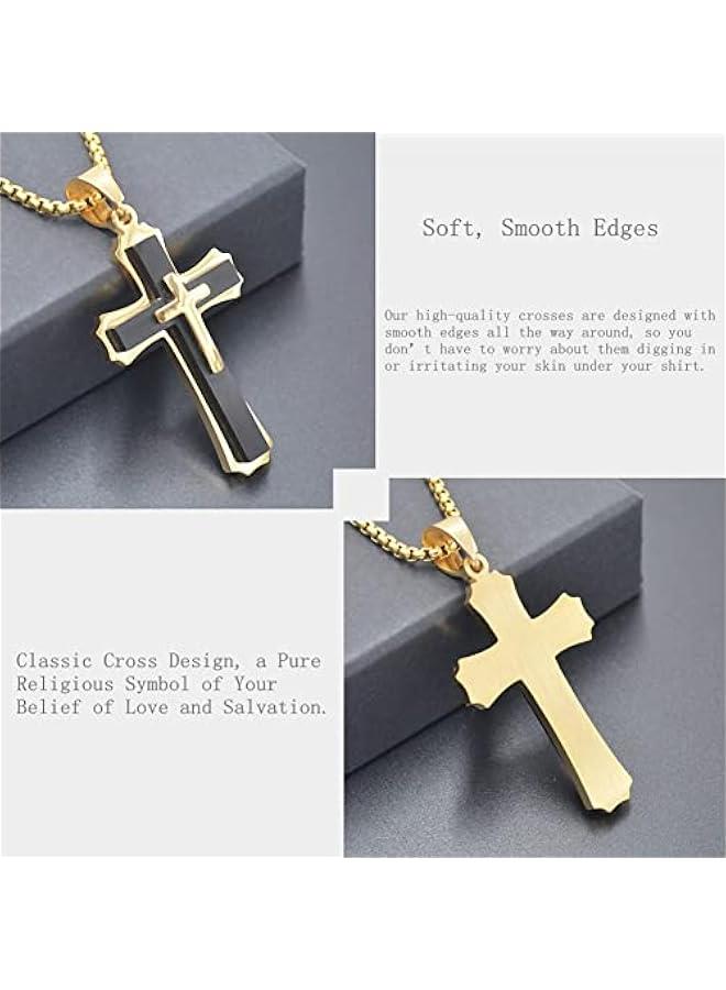 Arabest Mens Cross Pendant Necklace Large Stainless Steel Cross Pendant Necklace for Men Women - Image 5