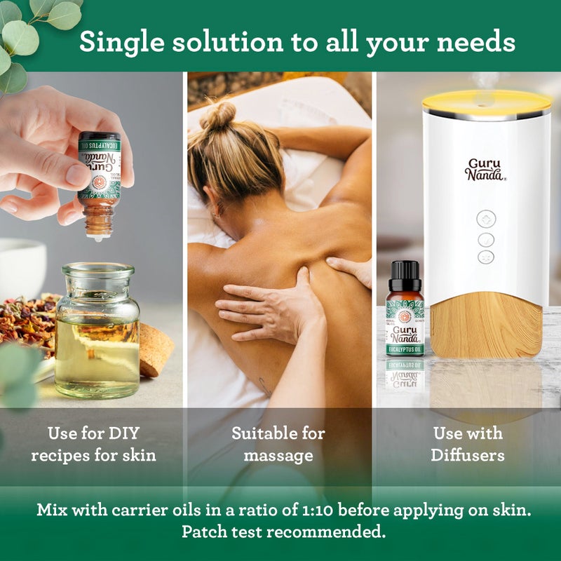 GuruNanda Eucalyptus Essential Oil -100% Pure, Natural and Undiluted Aromatherapy Oil for Diffusers - Enhances Your Breathing Space- Perfect for Massages (0.5 Fl Oz) - Image 4