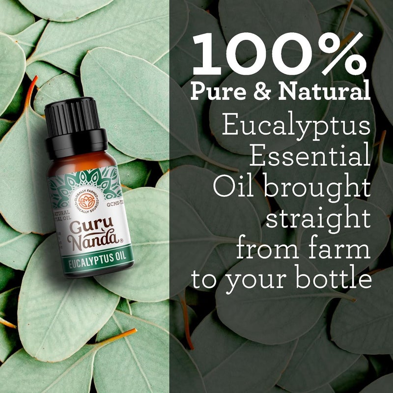 GuruNanda Eucalyptus Essential Oil -100% Pure, Natural and Undiluted Aromatherapy Oil for Diffusers - Enhances Your Breathing Space- Perfect for Massages (0.5 Fl Oz) - Image 2