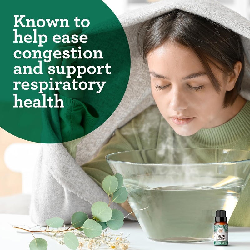 GuruNanda Eucalyptus Essential Oil -100% Pure, Natural and Undiluted Aromatherapy Oil for Diffusers - Enhances Your Breathing Space- Perfect for Massages (0.5 Fl Oz) - Image 3