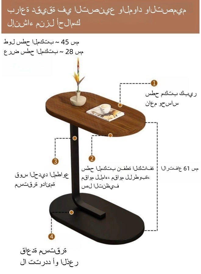 Browning Sofa Table Living Room Home Tea Table Storage Rack Bedside Balcony Coffee Table Side Table Corner Table - Black Frame + Wood Color Palette - Image 4