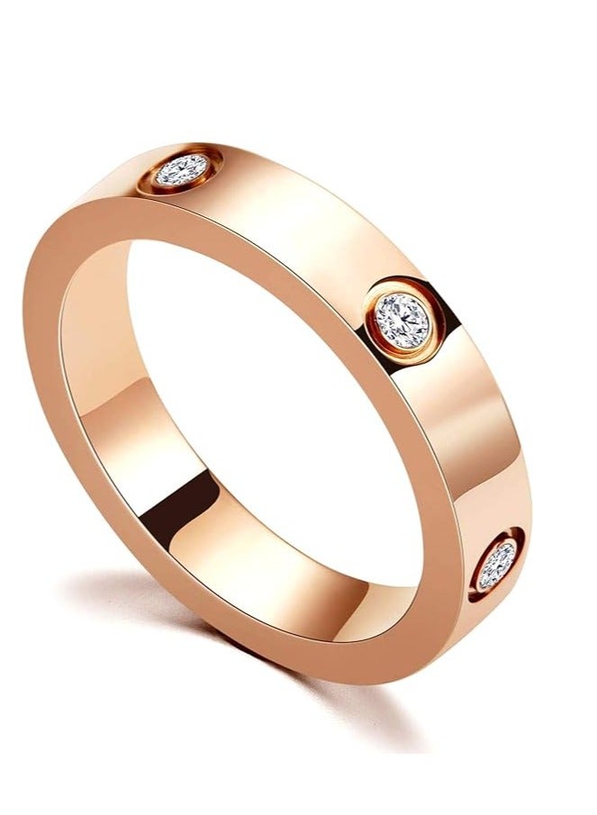 PAVOI 18K Rose Gold Plated Cubic Zirconia Promise Ring for Women – Stainless Steel Love Friendship Wedding Band Gift - Size 10 - Image 1