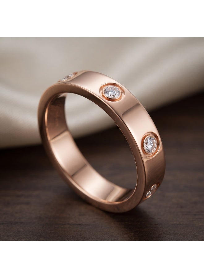 PAVOI 18K Rose Gold Plated Cubic Zirconia Promise Ring for Women – Stainless Steel Love Friendship Wedding Band Gift - Size 10 - Image 3
