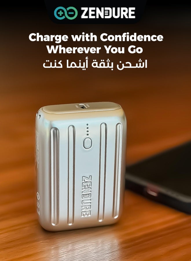 ZENDURE 10000 mAh SuperMini 20 External Battery with USB-C Power Delivery – Credit Card Size, 20W USB-C Input & Output for Fast Charging on the Go - Silver - Image 5