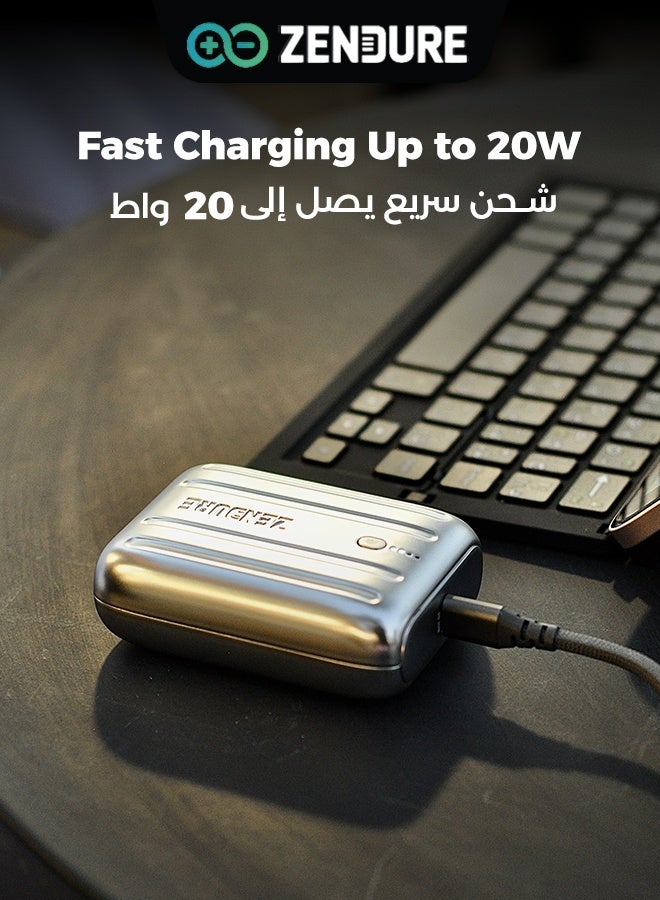 ZENDURE 10000 mAh SuperMini 20 External Battery with USB-C Power Delivery – Credit Card Size, 20W USB-C Input & Output for Fast Charging on the Go - Silver - Image 3