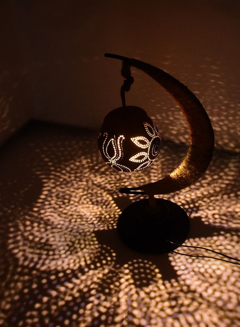 N & H Half Moon 1 Ball Floral Design Coconut Shell Table Lamp - Image 3