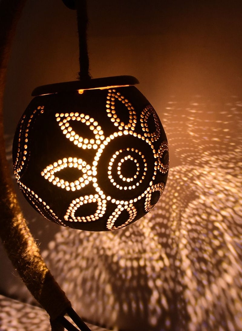 N & H Half Moon 1 Ball Floral Design Coconut Shell Table Lamp - Image 4