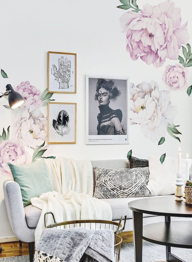 Simple Shapes Peony Flowers Wall Sticker - Vintage Lilac - Image 2