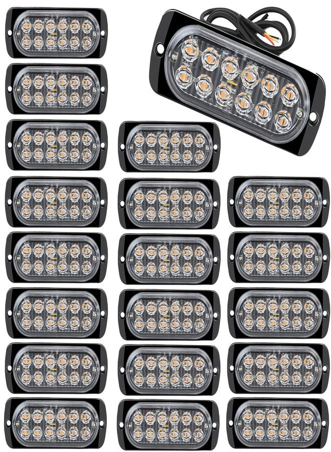 Leiboow 20 Pcs Sync Strobe Lights, Ultra-Thin 12-LED Surface Mount Emergency Warning Beacon for Trucks/Cars - Weatherproof Hazard Grille Lighting System - Image 1