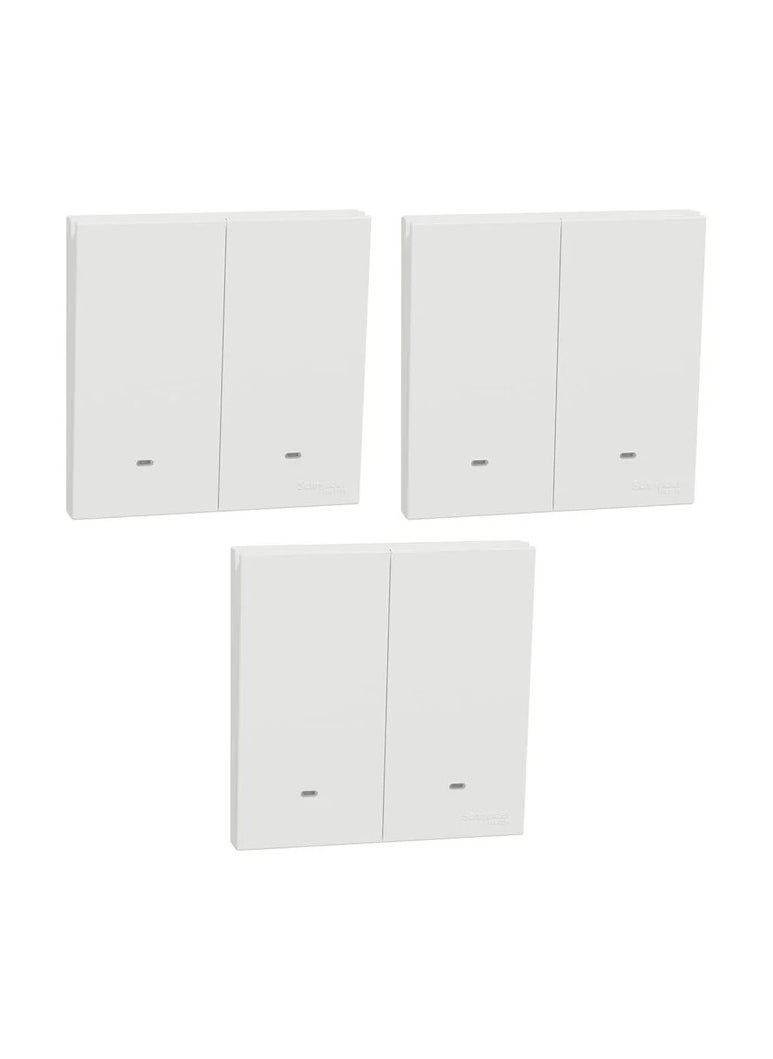 Schneider Electric Schneider Electric Switch with Fluorescent Locator, AvatarOn C, 1 way, 2 gang, 16AX, 250V, white - Pack of 3 